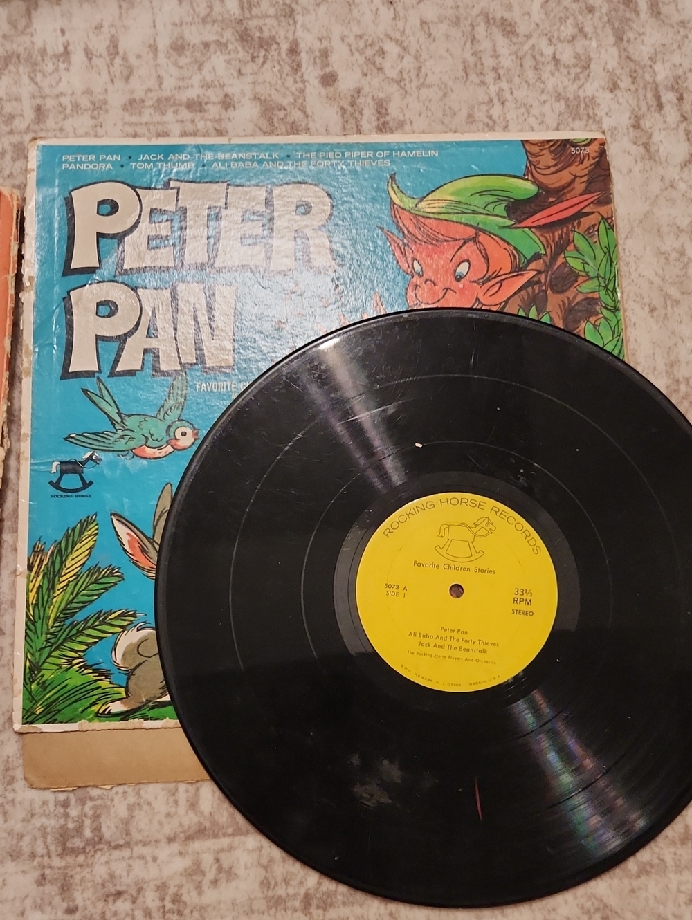 Peter Pan Vinyl Record with Illustrated Cover - Blue/Yellow